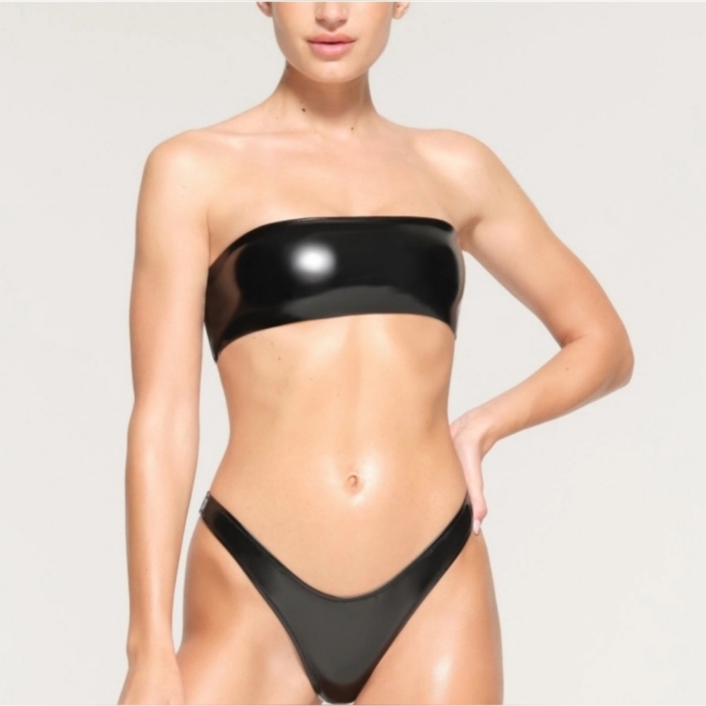 SKIMS Black patent leather Bikini Set